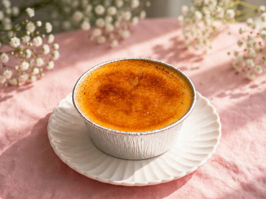 La Crème Bakery crème brûlée with golden caramelized sugar crust